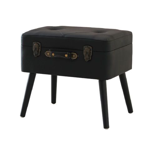 ICHIBA 多功能造型收納皮革椅凳-黑色